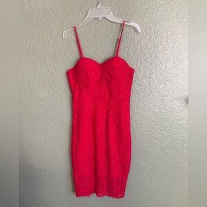 Bardot fire red Lace Bodycon Mini Dress